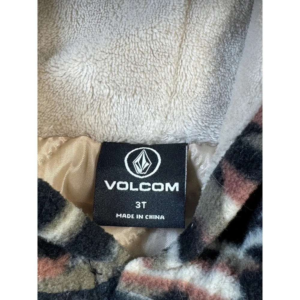 Volcom Kids 3T Fleece Hooded Jacket Southwestern Geometric Print Sherpa Hood